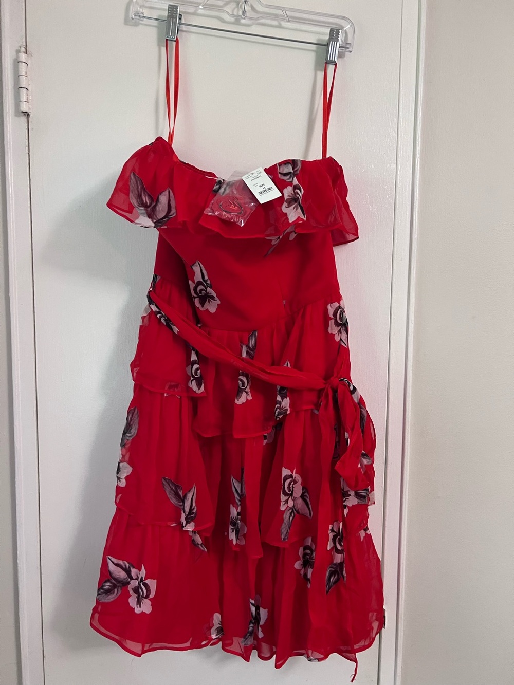 White House Black Market WHBM Floral Flounce Ruffle Dress - Size 12 NWT NEW